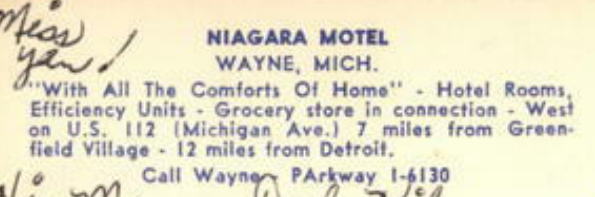 Niagara Motel (Parklane Motel) - OLD POSTCARD VIEW